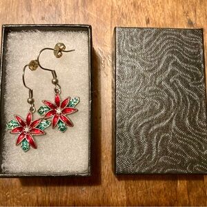 Floral Red and Green Earrings